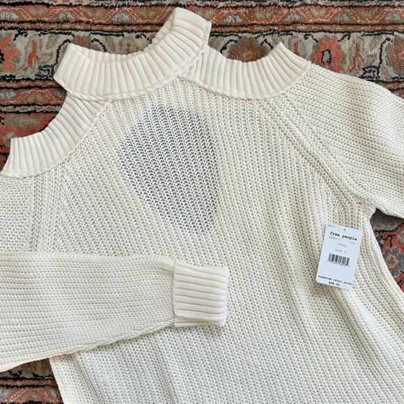 Free People Half Moon Bay Ivory Cotton Sweater NWT - Picture 1 of 13